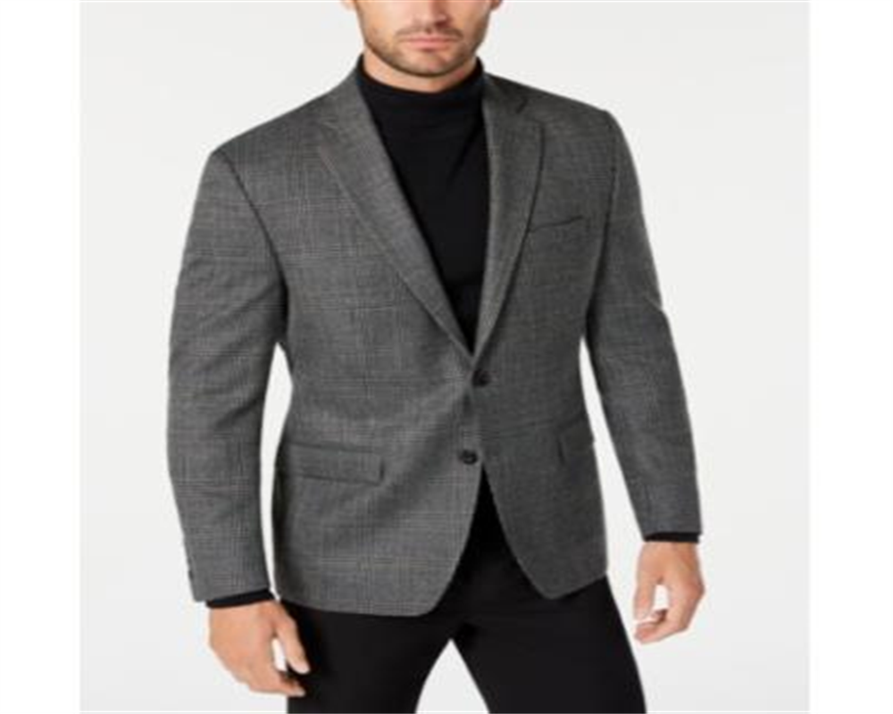 Ralph Lauren Blazer Masculino Xadrez de Lã e Mistura de Dois Botões Preto Tamanho 40