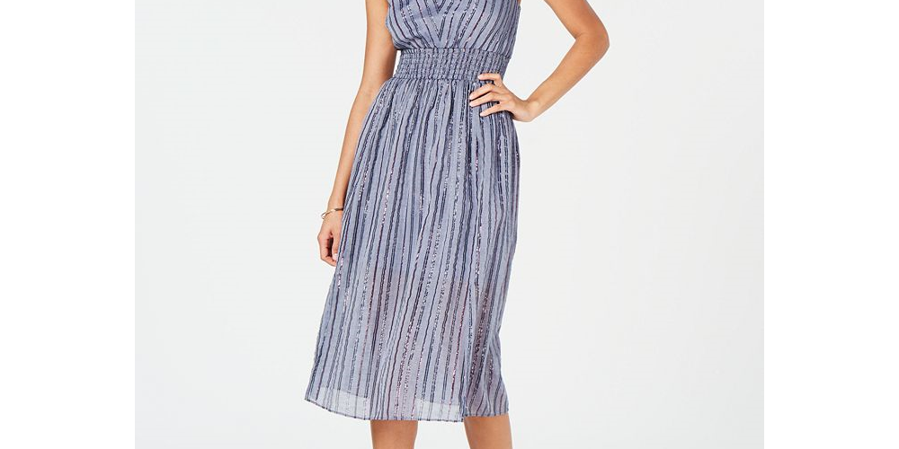 Vestido feminino plus size com saia franzida e fenda, azul, tamanho 12 P, da INC International Concepts