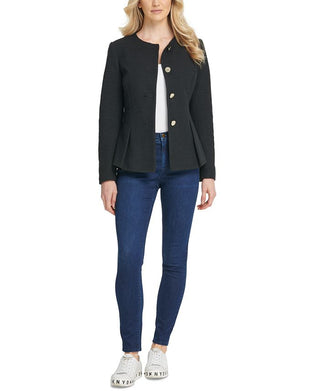 Jaqueta peplum sem gola feminina DKNY preta tamanho 8