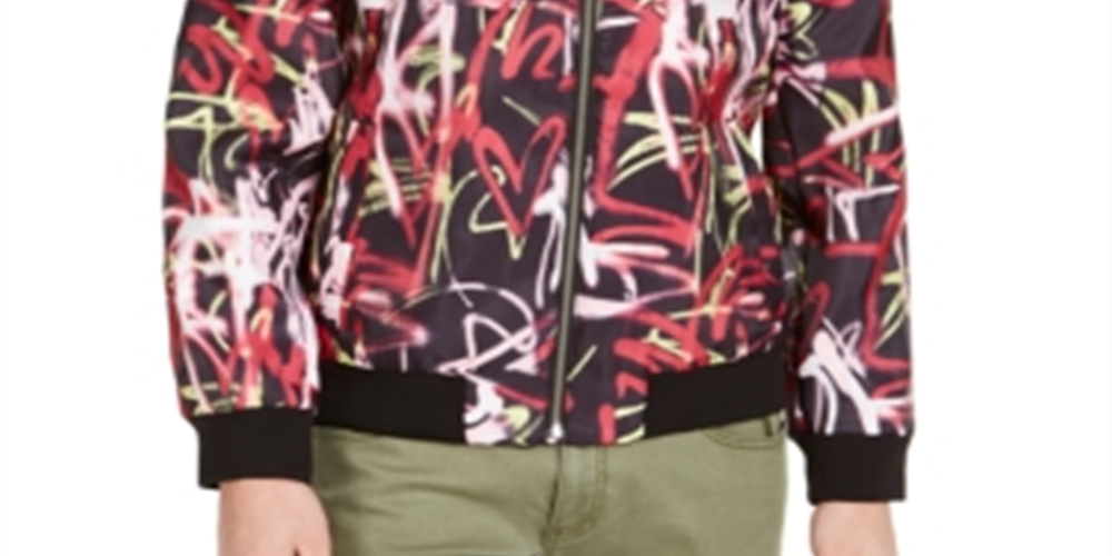 Jaqueta masculina estampada com zíper INC International Concepts vermelha tamanho XXXX-G