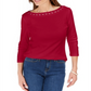 Karen Scott Top Feminino de Algodão com Gola Canoa e Acabamento em Ilhós, Vermelho, Tamanho Pequeno P
