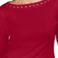 Karen Scott Top Feminino de Algodão com Gola Canoa e Acabamento em Ilhós, Vermelho, Tamanho Pequeno P