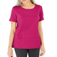 Blusa feminina Karen Scott de algodão com pesponto rosa, tamanho 2XL