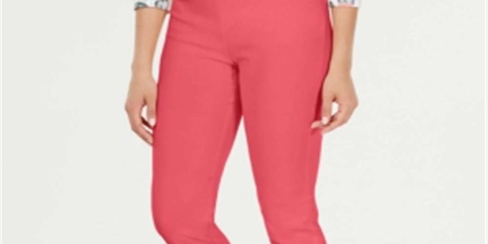 Calça feminina Charter Club Cambridge Skinny com controle de barriga rosa tamanho 18