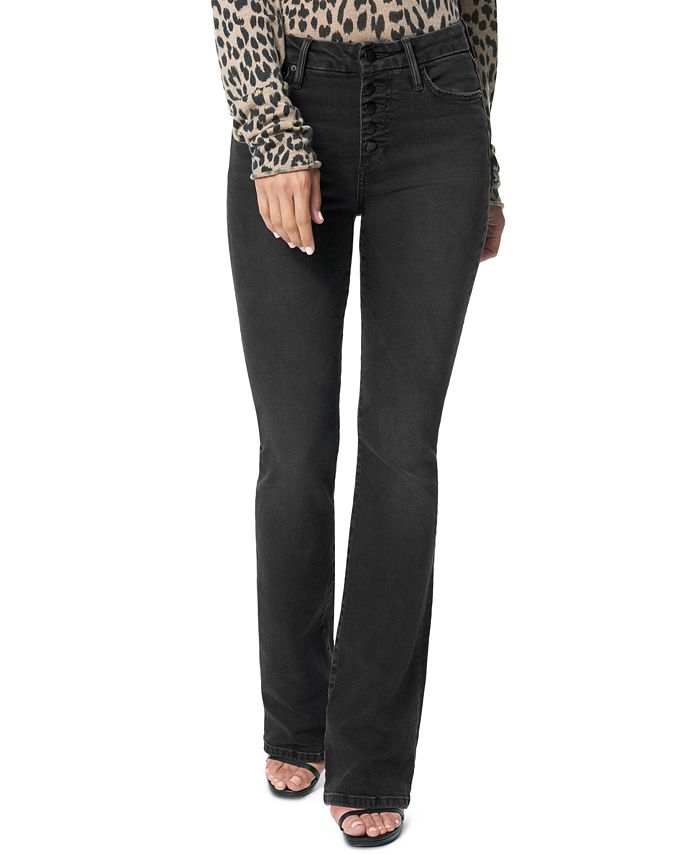 Calça jeans feminina Joe's Hi Honey, perna larga, cintura alta, corte bootcut, preta, tamanho 28