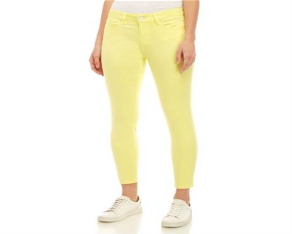 Calça jeans feminina cor-de-rosa celebridade, tamanho 7, amarela