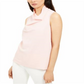 Blusa feminina Anne Klein sem mangas com gola rosa, tamanho médio