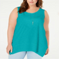 Regata feminina estilo &amp; co plus size com bainha de lenço verde tamanho 2X