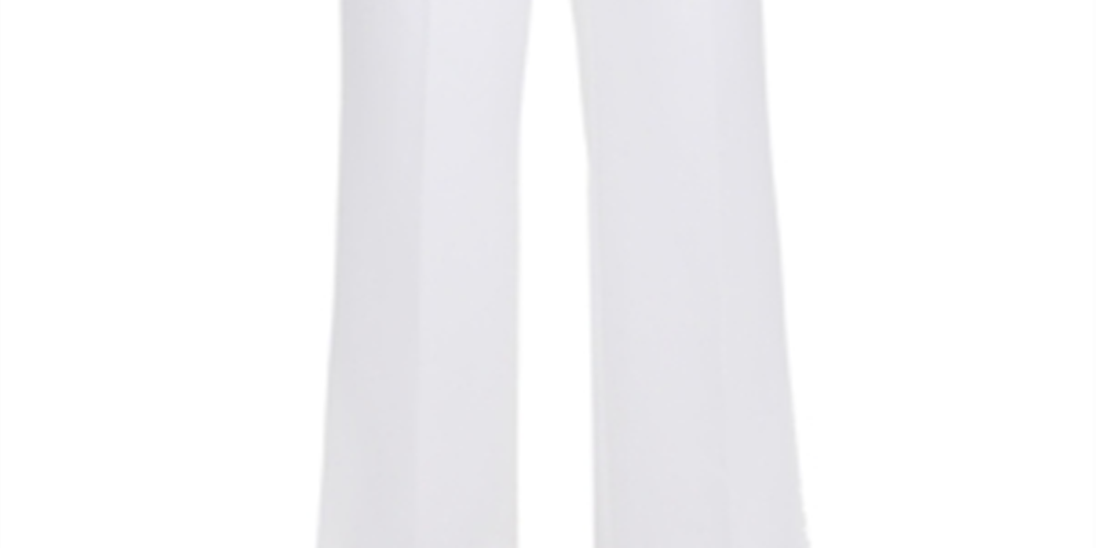 Calça feminina Calvin Klein lisa, reta, larga, branca, tamanho 4