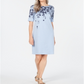 Vestido feminino Karen Scott manga curta acima do joelho azul tamanho P