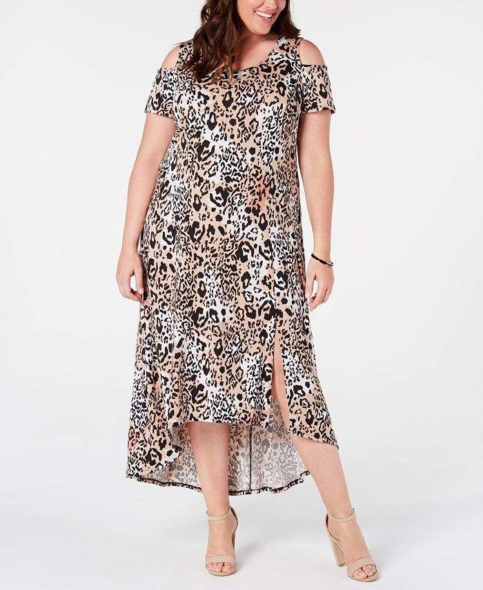 Vestido longo assimétrico plus size feminino NY Collection, marrom, tamanho 3xp