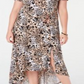 Vestido longo assimétrico plus size feminino NY Collection, marrom, tamanho 3xp