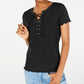 Top de malha canelada com cadarço Hippie Rose Junior, preto, tamanho X-G