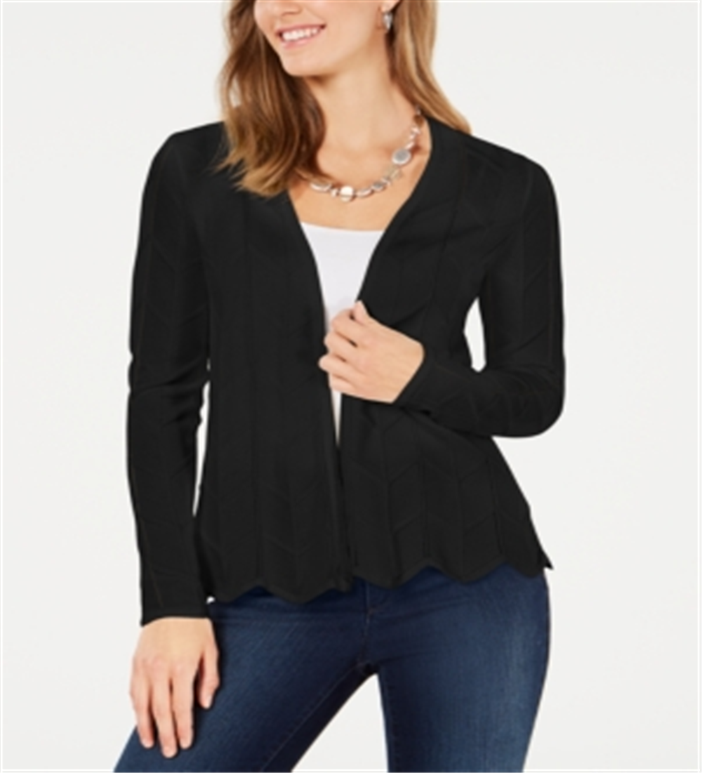 Cardigan feminino Charter Club com frente aberta, preto, tamanho grande
