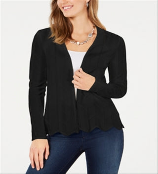 Cardigan feminino Charter Club com frente aberta, preto, tamanho grande