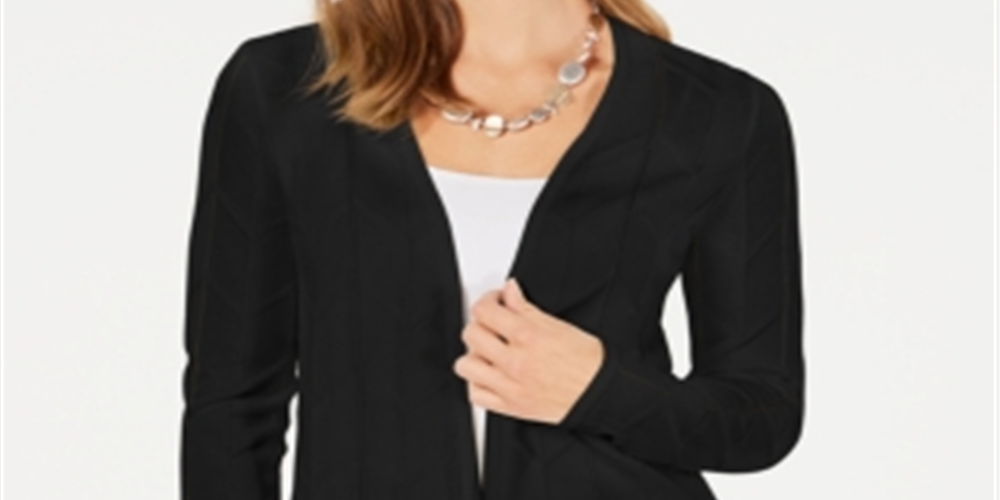 Cardigan feminino Charter Club com frente aberta, preto, tamanho grande