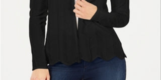 Cardigan feminino Charter Club com frente aberta, preto, tamanho grande