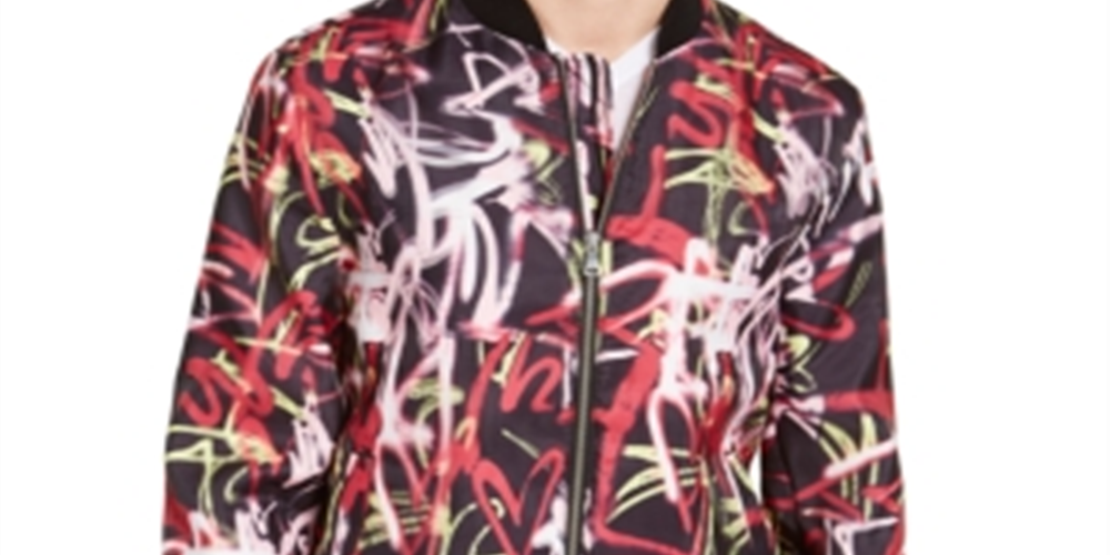 Jaqueta masculina estampada com zíper INC International Concepts, vermelha, tamanho 3X