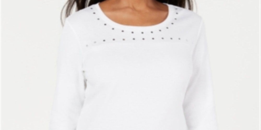 Karen Scott Top Feminino Decote Redondo com Tachas Azul Tamanho X-S