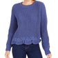 Suéter Wynter Junior's Pointelle Hem Chenille Azul Tamanho X-G