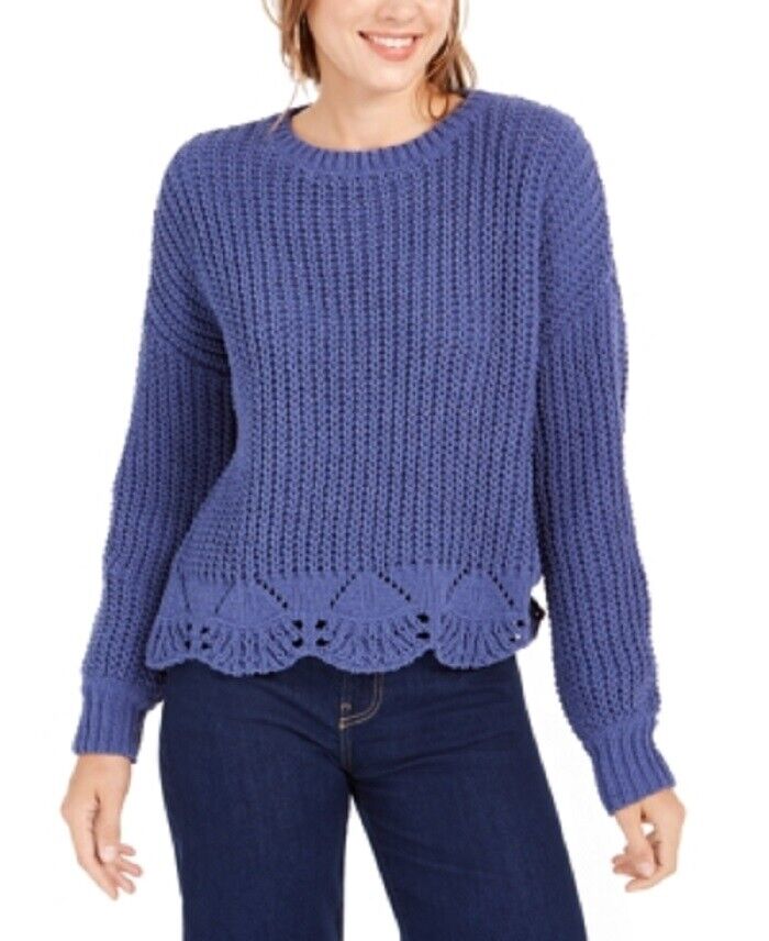 Suéter Wynter Junior's Pointelle Hem Chenille Azul Tamanho X-G