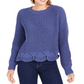 Suéter Wynter Junior's Pointelle Hem Chenille Azul Tamanho X-G