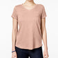 Camiseta feminina com decote em V e bolso, tamanho pequeno, amarela, estilo &amp; co