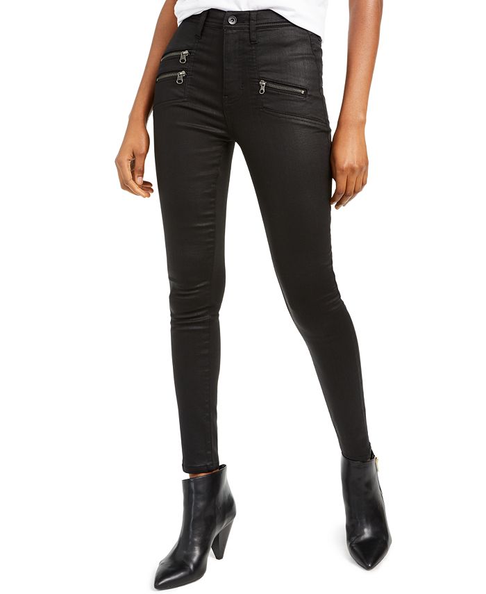 Calça jeans skinny feminina Kendall + Kylie com bolso e zíper, preta, tamanho 32