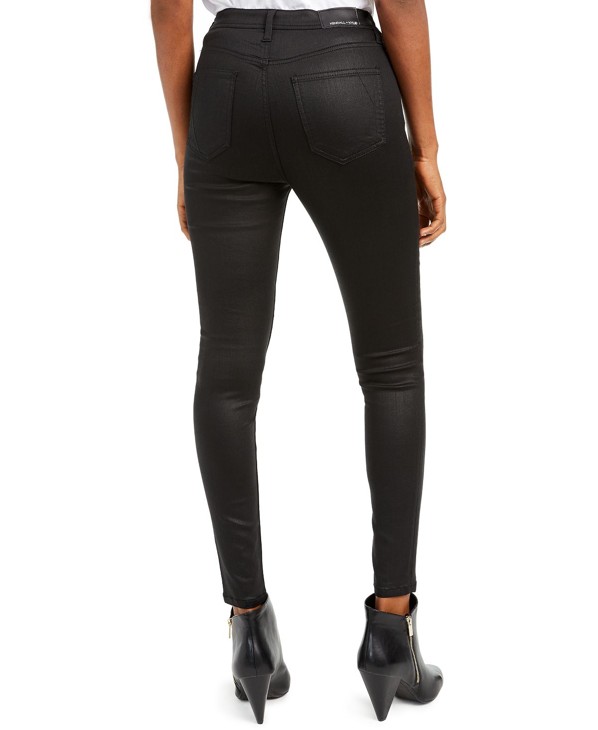 Calça jeans skinny feminina Kendall + Kylie com bolso e zíper, preta, tamanho 32