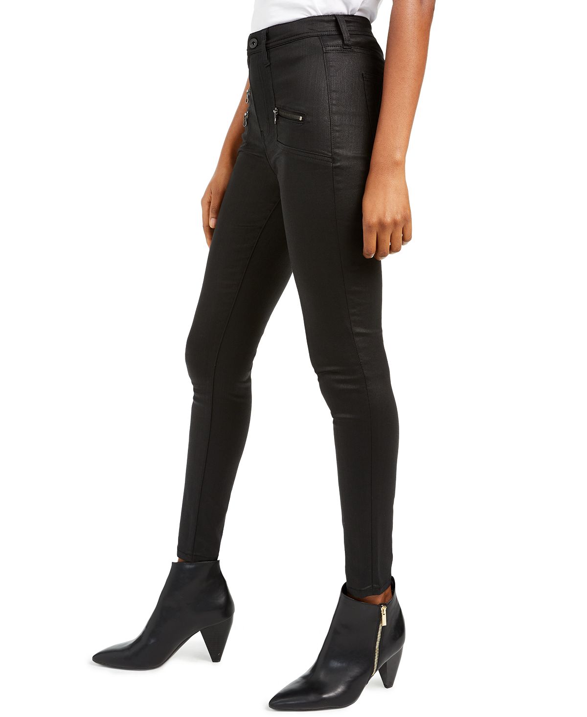 Calça jeans skinny feminina Kendall + Kylie com bolso e zíper, preta, tamanho 32