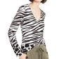 Blusa feminina pequena com estampa de zebra da INC International Concepts, branca, tamanho pequeno M