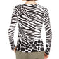 Blusa feminina pequena com estampa de zebra da INC International Concepts, branca, tamanho pequeno M