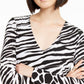 Blusa feminina pequena com estampa de zebra da INC International Concepts, branca, tamanho pequeno M