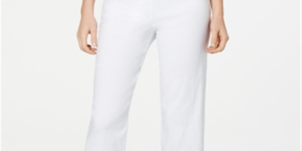 Calça Capri Feminina JM Collection com Bainha Embelezada, Branca, Tamanho Médio