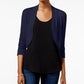 Jessica Howard Cardigan Feminino Manga 3/4 Aberto Azul Tamanho P