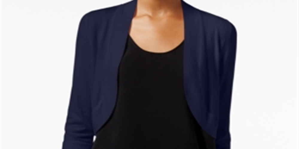 Jessica Howard Cardigan Feminino Manga 3/4 Aberto Azul Tamanho P