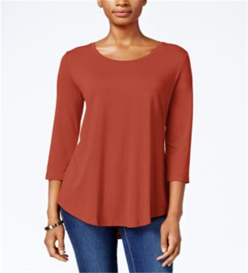 Blusa feminina manga três quartos JM Collection laranja tamanho PP