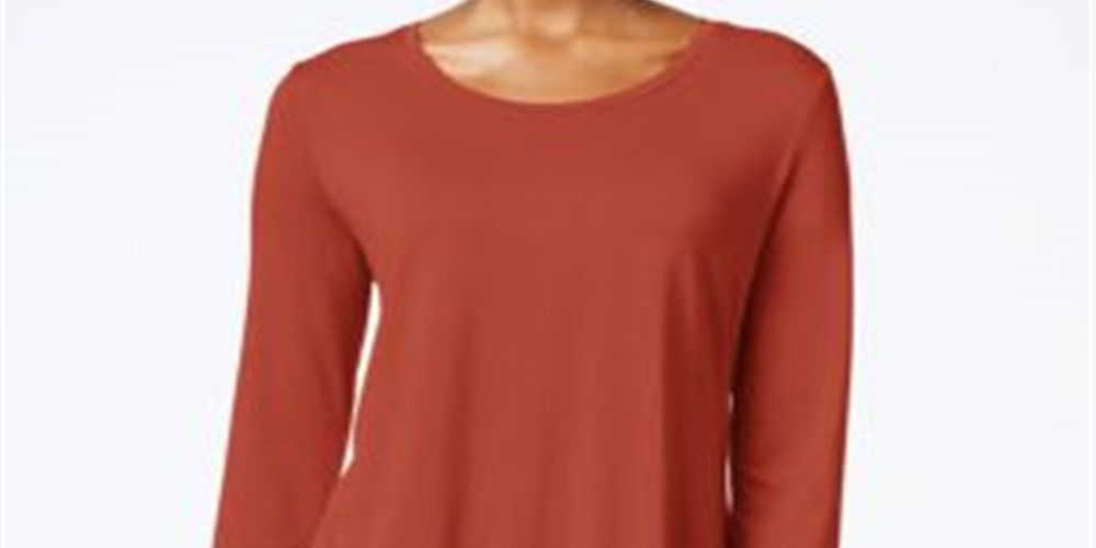 Blusa feminina manga três quartos JM Collection laranja tamanho PP