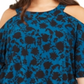 Blusa feminina plus size estampada ombro a ombro azul INC International Concepts, tamanho 0X