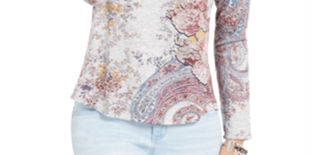 Blusa de malha estampada feminina Style &amp; Co, cinza, tamanho grande