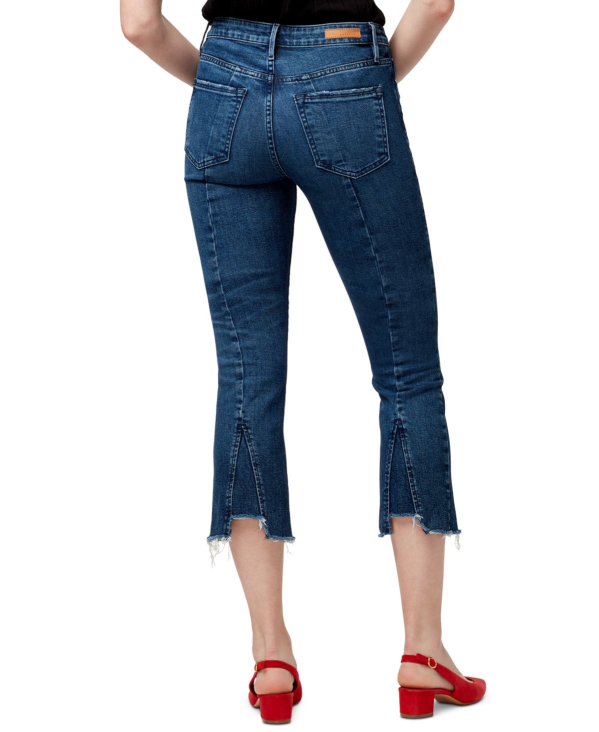 Calça jeans capri feminina Sanctuary Connector Kick com bainha desfiada, azul, tamanho 26/2