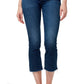Calça jeans capri feminina Sanctuary Connector Kick com bainha desfiada, azul, tamanho 26/2