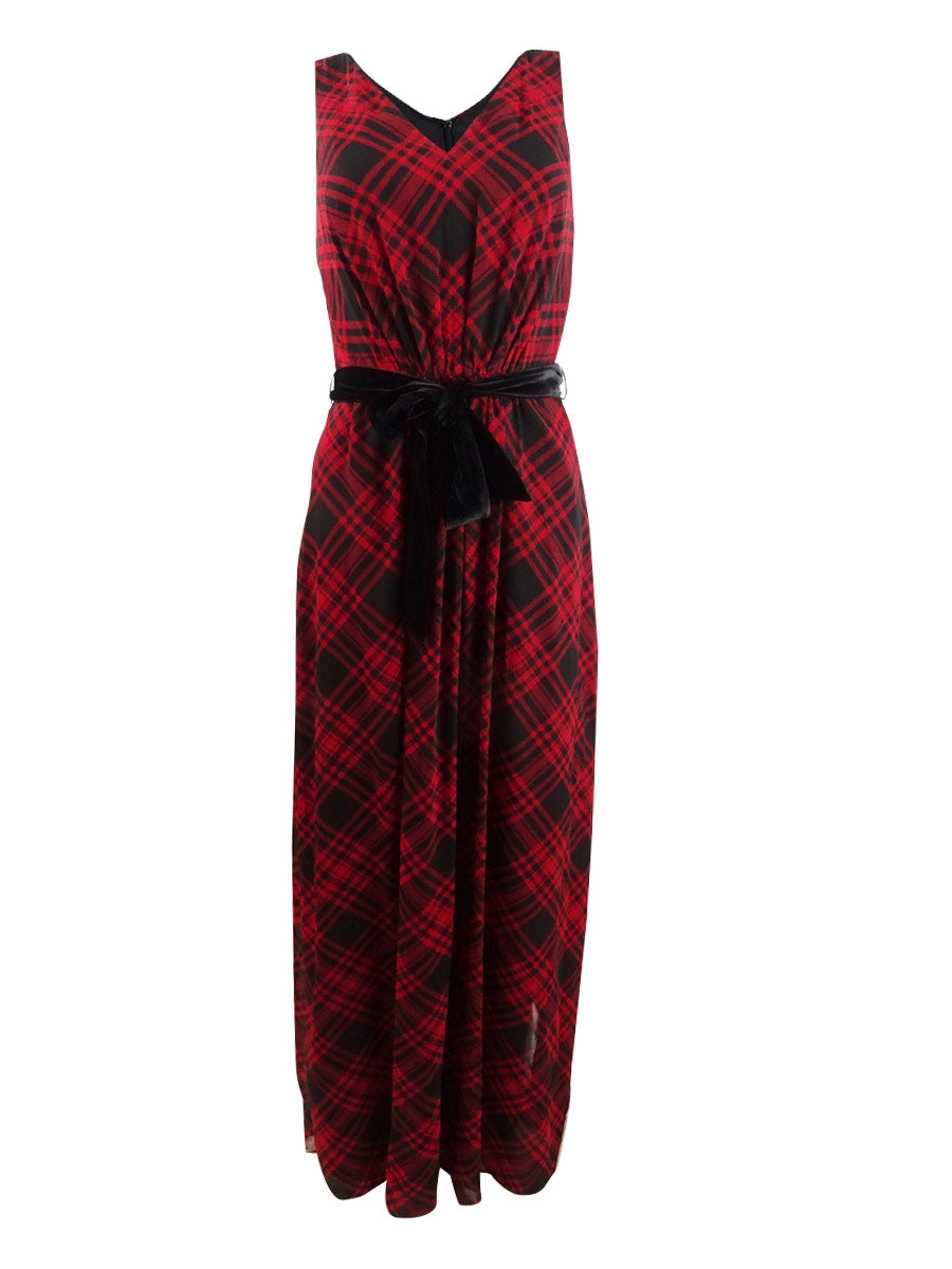 Vestido Ralph Lauren Feminino Xadrez Tartan Georgette Vermelho Tamanho 2