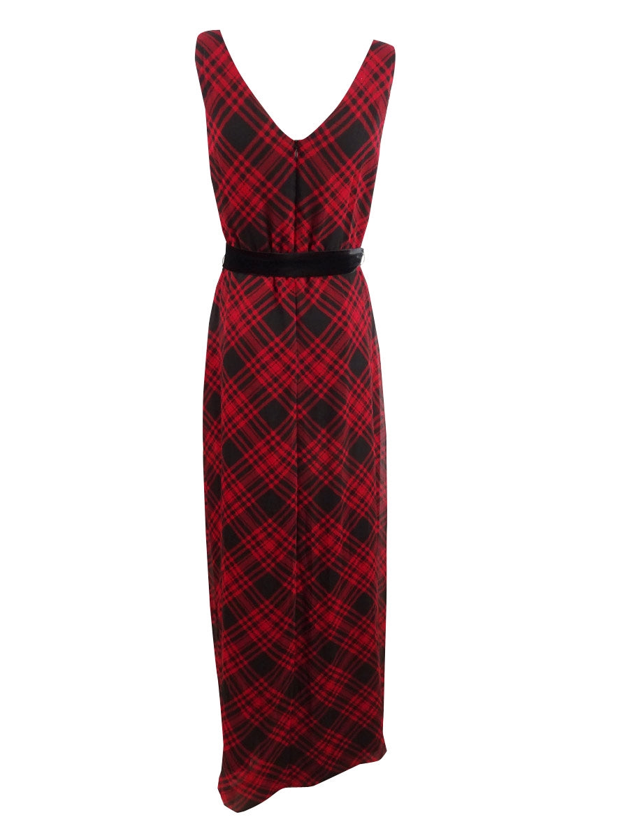 Vestido Ralph Lauren Feminino Xadrez Tartan Georgette Vermelho Tamanho 2