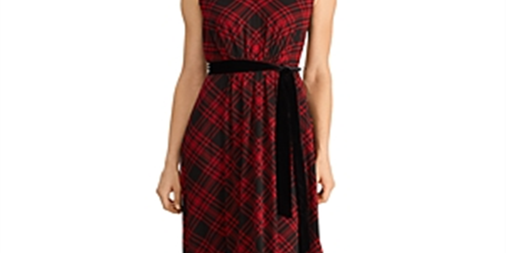 Vestido Ralph Lauren Feminino Xadrez Tartan Georgette Vermelho Tamanho 2