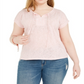 Camiseta feminina estilo &amp; co plus size com decote em V, rosa, tamanho 2X