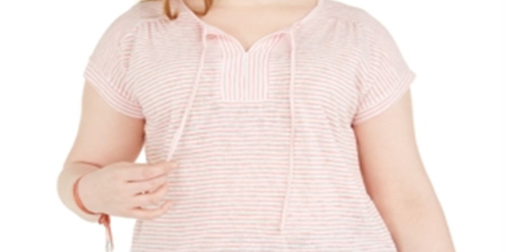 Camiseta feminina estilo &amp; co plus size com decote em V, rosa, tamanho 2X