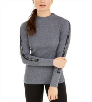 Camiseta Calvin Klein Performance Logo-Stripe Mock-Gola Cinza Tamanho G