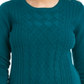 Charter Club Blusa feminina estampada de manga comprida com decote em joia, verde, tamanho pequeno, extragrande