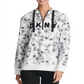 Moletom com capuz DKNY Sport Sumatra feminino com zíper e meio, branco, tamanho XS